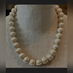 Lia Sophia Cream Faux Pearl & Leather Necklace
